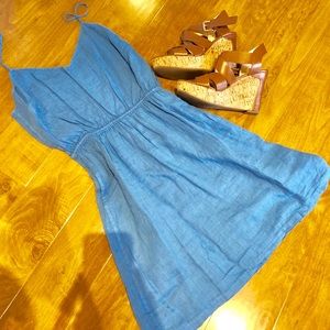 J Crew, blue linen dress